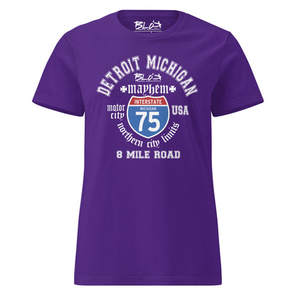Detroit 8 Mile - 50 States - with White Print - Women's Slim Fit
