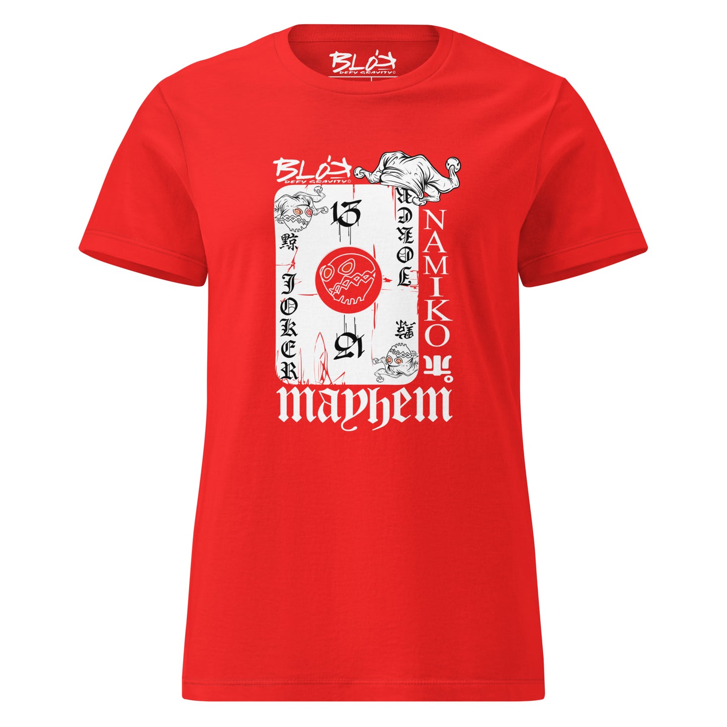 Poker Face - Front Print in White - Women's Slim Fit