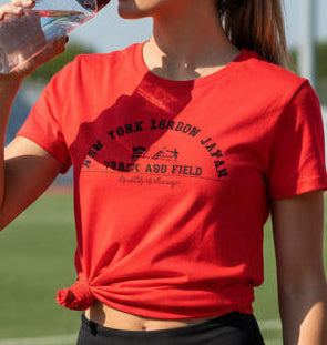 BLOK Track & Field - Black Print Women's Slim Fit Graphic T-Shirt