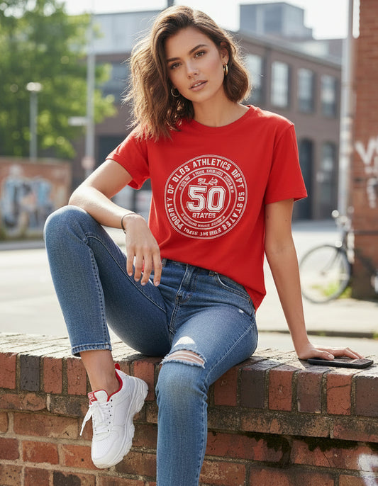 50 State Athletic Dept. - with White Print- Women's Slim Fit