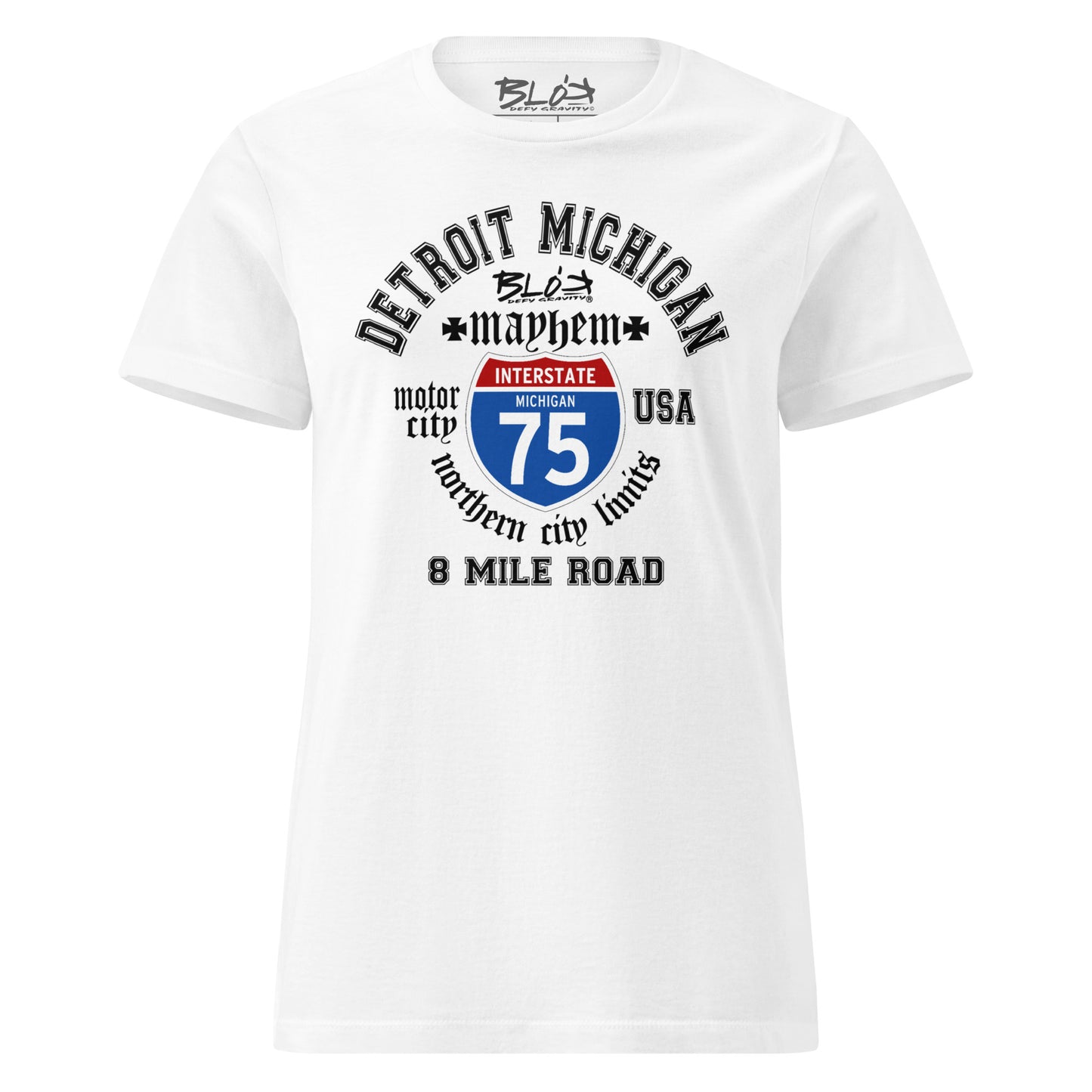 Detroit 8 Mile - 50 States - with Black Print - Women's Slim Fit